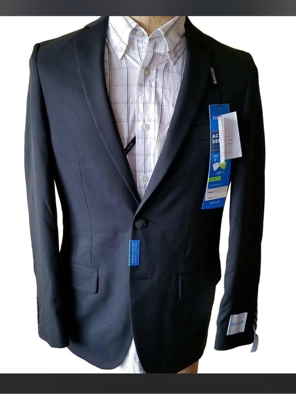 Haggar Black Single-Button Notch Lapel Blazer size 42 short